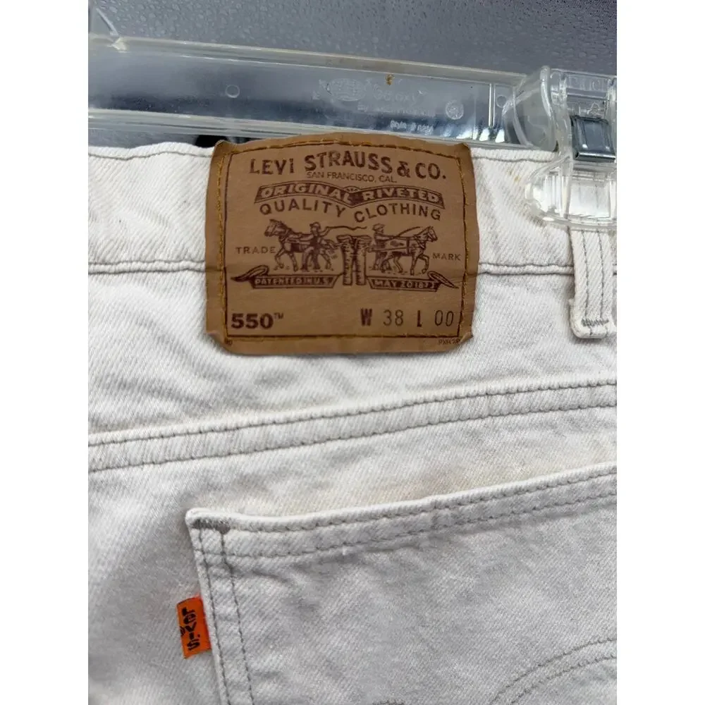 Vintage Levis Orange Tab 550 Ivory Denim Shorts Jorts Relaxed Fit Dadcore W38